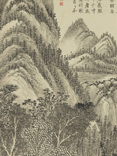 清陳書山窗讀易圖　軸