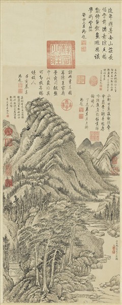 清陳書仿王蒙夏日山居圖　軸