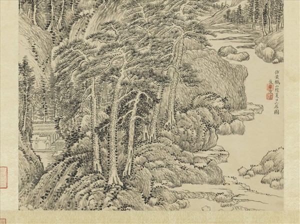 清陳書仿王蒙夏日山居圖　軸