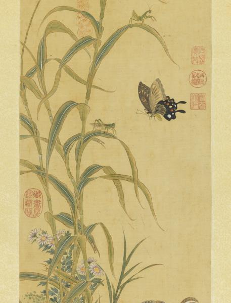 清陳書畫秋塍生植　軸