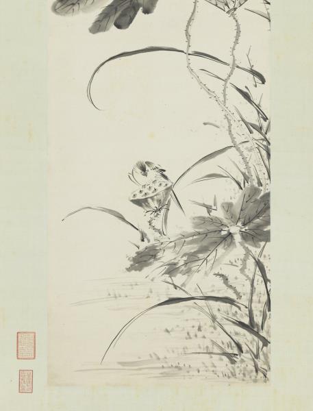 清陳書畫荷花　軸