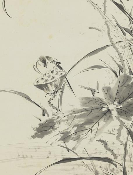 清陳書畫荷花　軸