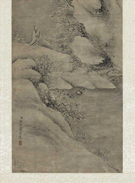 清張若靄畫雪景人物事蹟　軸