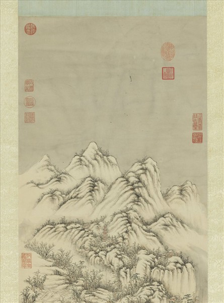 清董邦達畫御製夜雪詩意圖　軸