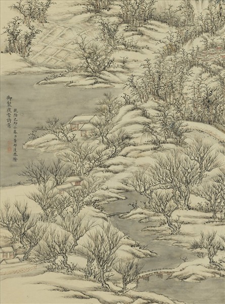 清董邦達畫御製夜雪詩意圖　軸