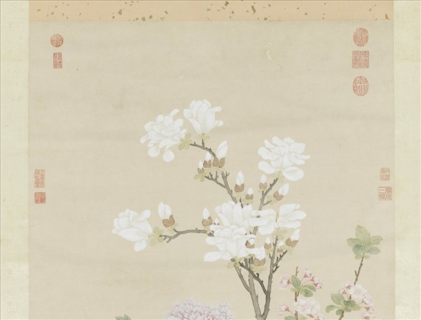 清錢維城畫春花三種　軸