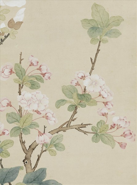 清錢維城畫春花三種　軸