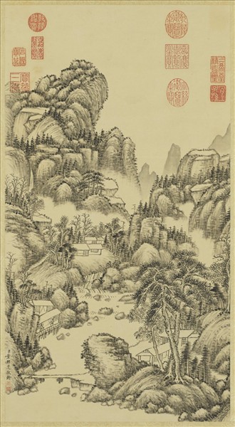 清董邦達水閣聽泉　軸