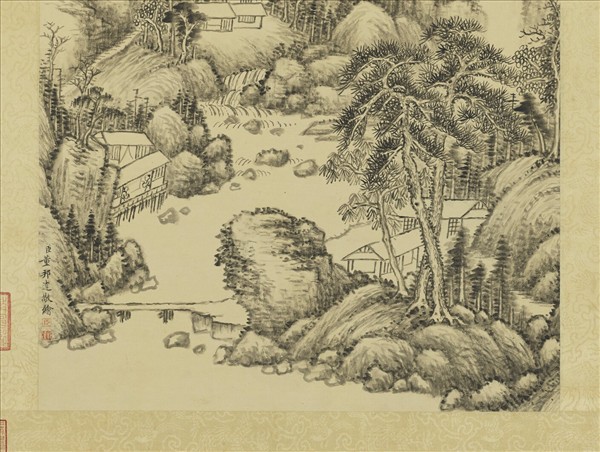 清董邦達水閣聽泉　軸