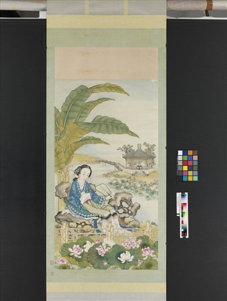 清許良標芭蕉美人圖　軸