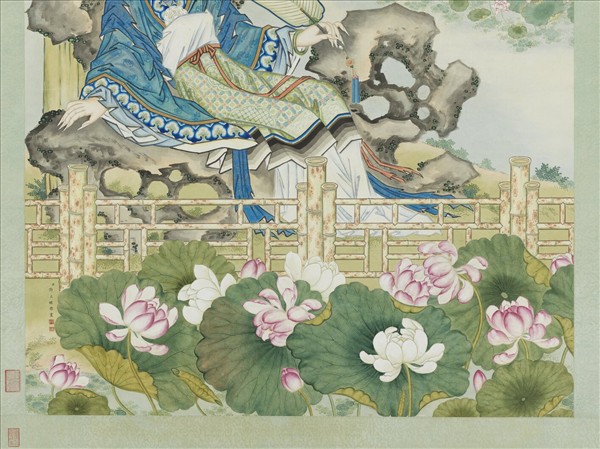 清許良標芭蕉美人圖　軸