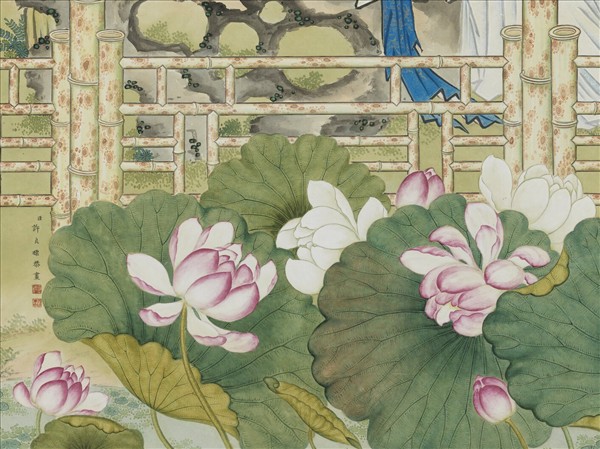 清許良標芭蕉美人圖　軸