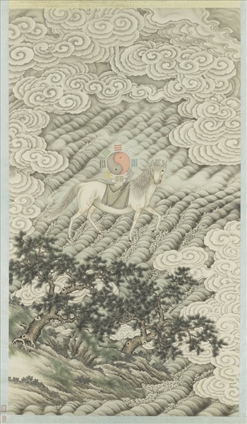 無名氏畫海馬獻圖　軸