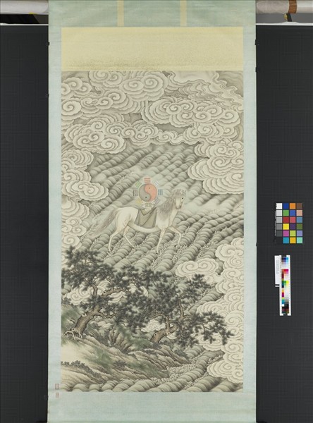 無名氏畫海馬獻圖　軸