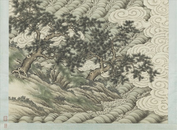 無名氏畫海馬獻圖　軸