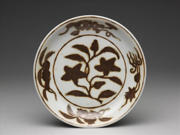 紫金釉花果紋盤