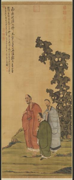 中国明時代 陳洪綬 荷花鴛鴦圖 絹本 原色複製◇検故宮博物館◇一