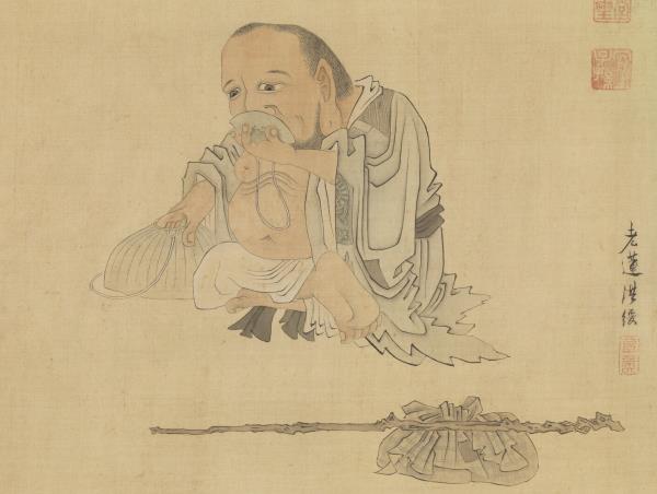 明陳洪綬布袋和尚像　軸