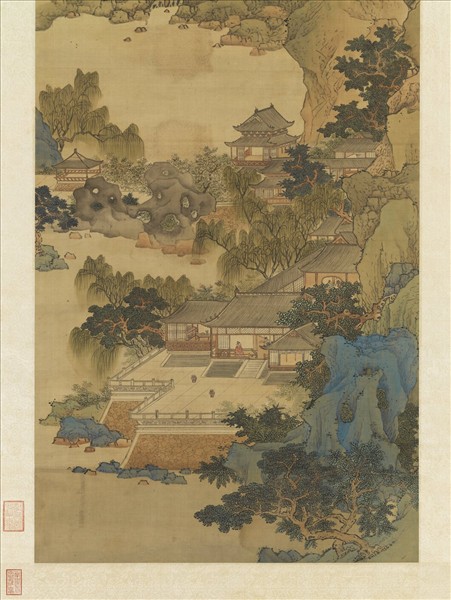 明劉度畫春山臺榭　軸