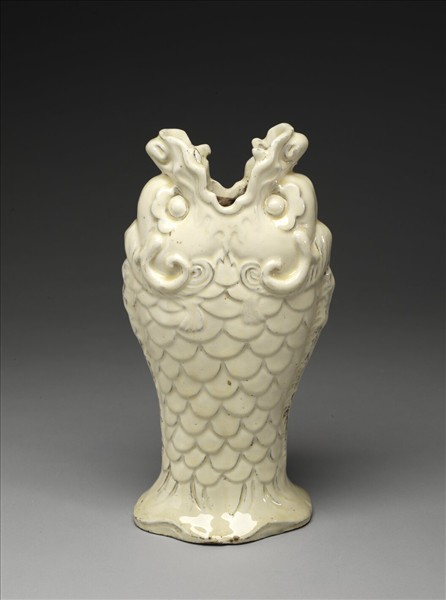 白釉雙魚形花插