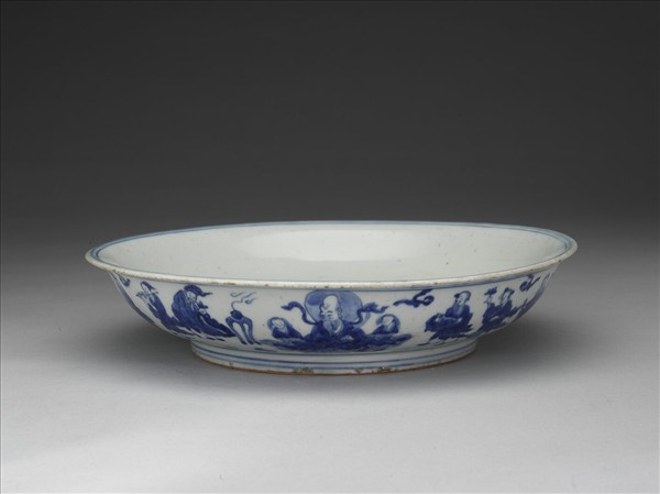 青花群仙祝壽盤