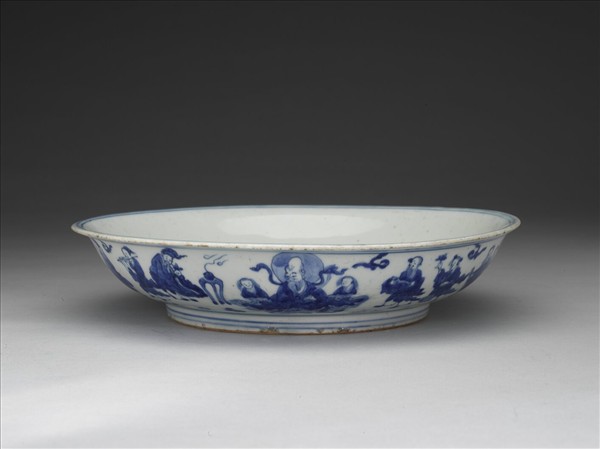 青花群仙祝壽盤