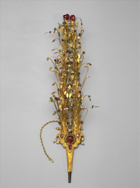 包金嵌珠石帽花