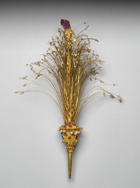 包金嵌珠石帽花