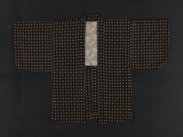 日本 深褐地絣織外套（羽織）