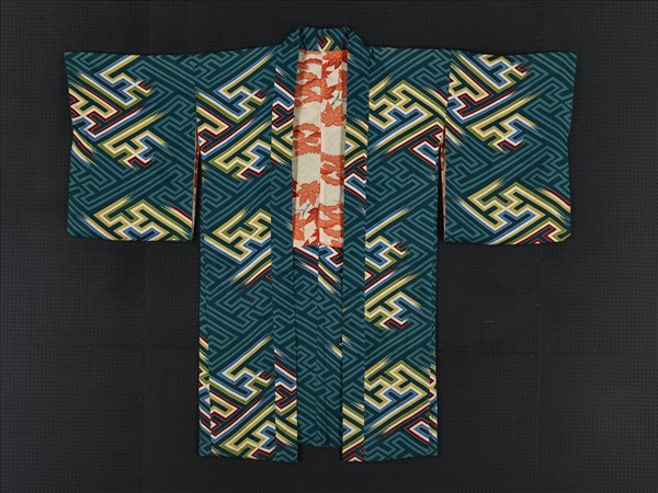 日本 藍綠地萬字紋短外套