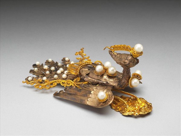 金鑲樺皮鳳冠頂飾件