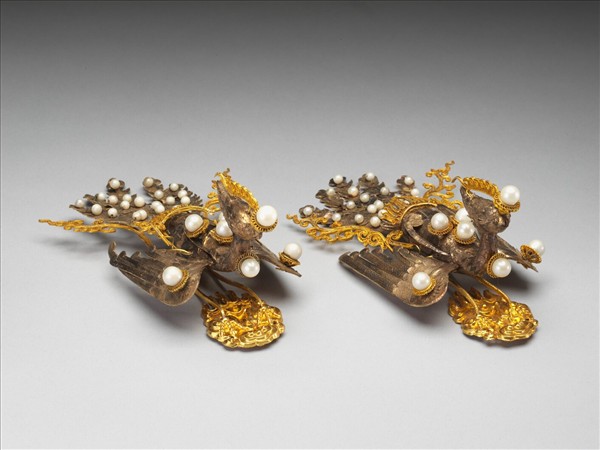 金鑲樺皮鳳冠頂飾件