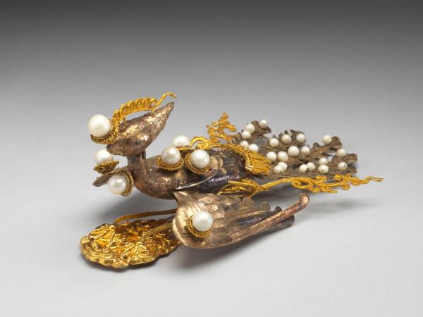 金鑲樺皮鳳冠頂飾件