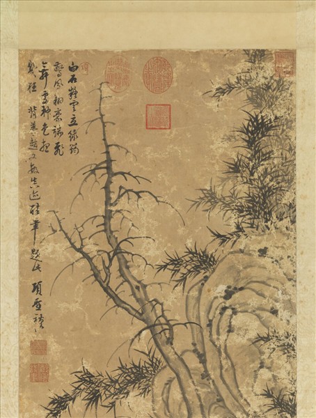 明項聖謨古木幽篁圖　軸