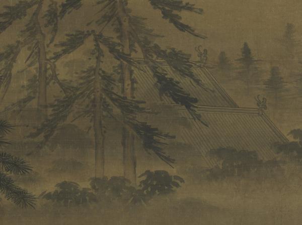 宋馬遠松間吟月　軸