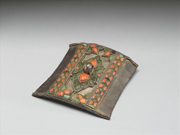 銀嵌珊瑚松石飾件