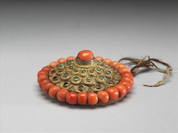 銀嵌珊瑚松石頭飾