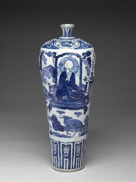 青花八仙慶壽圖梅瓶