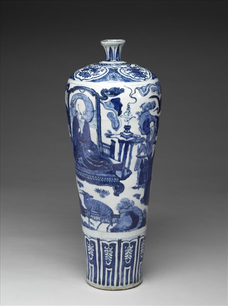 青花八仙慶壽圖梅瓶