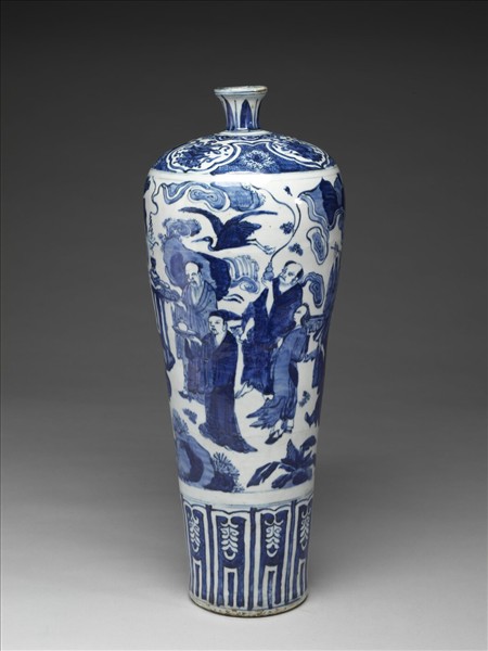 青花八仙慶壽圖梅瓶