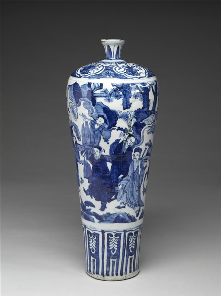 青花八仙慶壽圖梅瓶