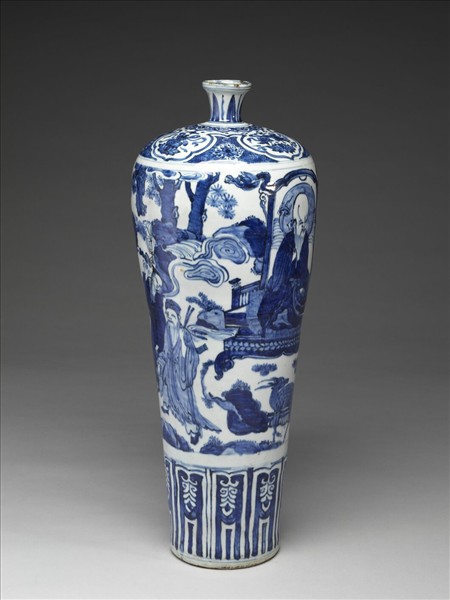 青花八仙慶壽圖梅瓶