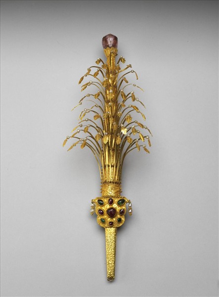 包金嵌珠石帽花