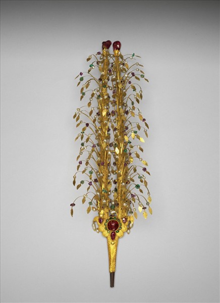 包金嵌珠石帽花