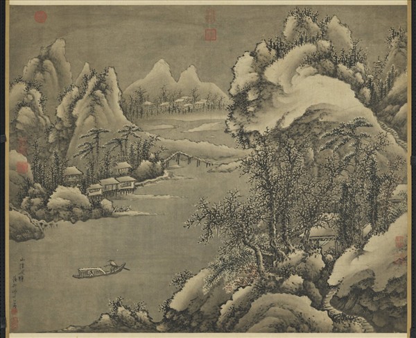 明謝時臣山陰歸棹圖　軸