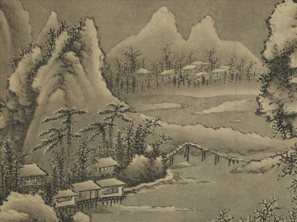 明謝時臣山陰歸棹圖　軸