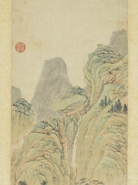明陸治繡壁蓮峰圖　軸