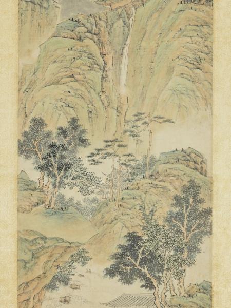 明陸治繡壁蓮峰圖　軸