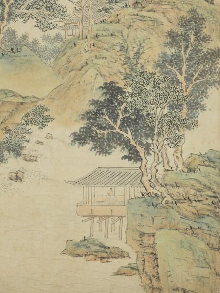 明陸治繡壁蓮峰圖　軸