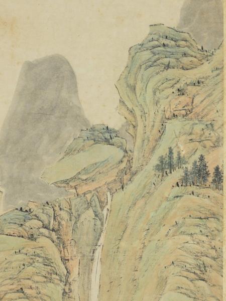明陸治繡壁蓮峰圖　軸